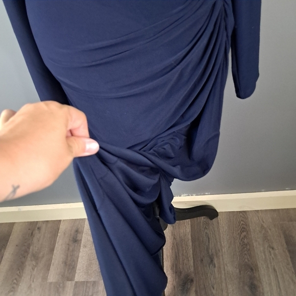 Lauren Ralph Lauren Evening Size 8 Navy Blue Floor Length Dress Embellished - Picture 6 of 9